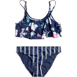 Roxy Girls Flowers Addict Flutter Bikini Swimsuit Set Size 7 NWT